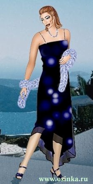 Вечернее платье со стразами и боа